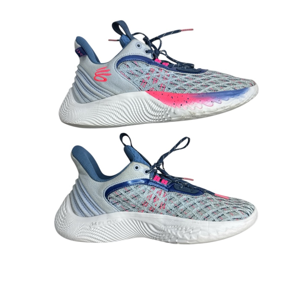 Under Armour Curry Flow 9 Warp the Game Day, Blue and Pink Shoes